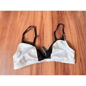 Victoria's Secret Lace Trim Bralette Large White Black